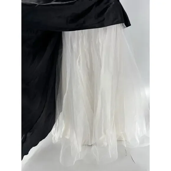 Vintage Jolie Madame Strapless Dress Womens 7/8 Black White Tulle Asymmetrical - Picture 6 of 16